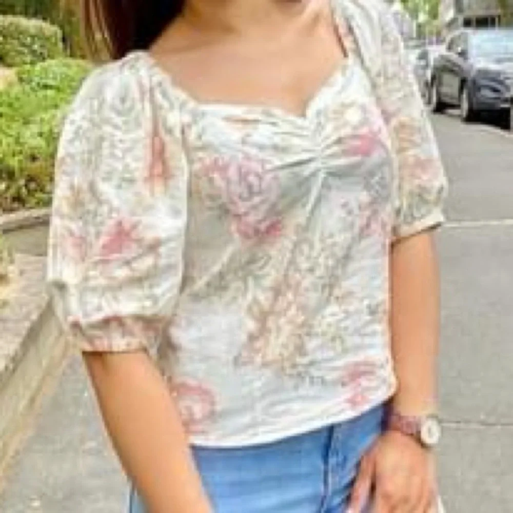 H&M Linen Blend Floral Top Blouse small - Picture 6 of 10